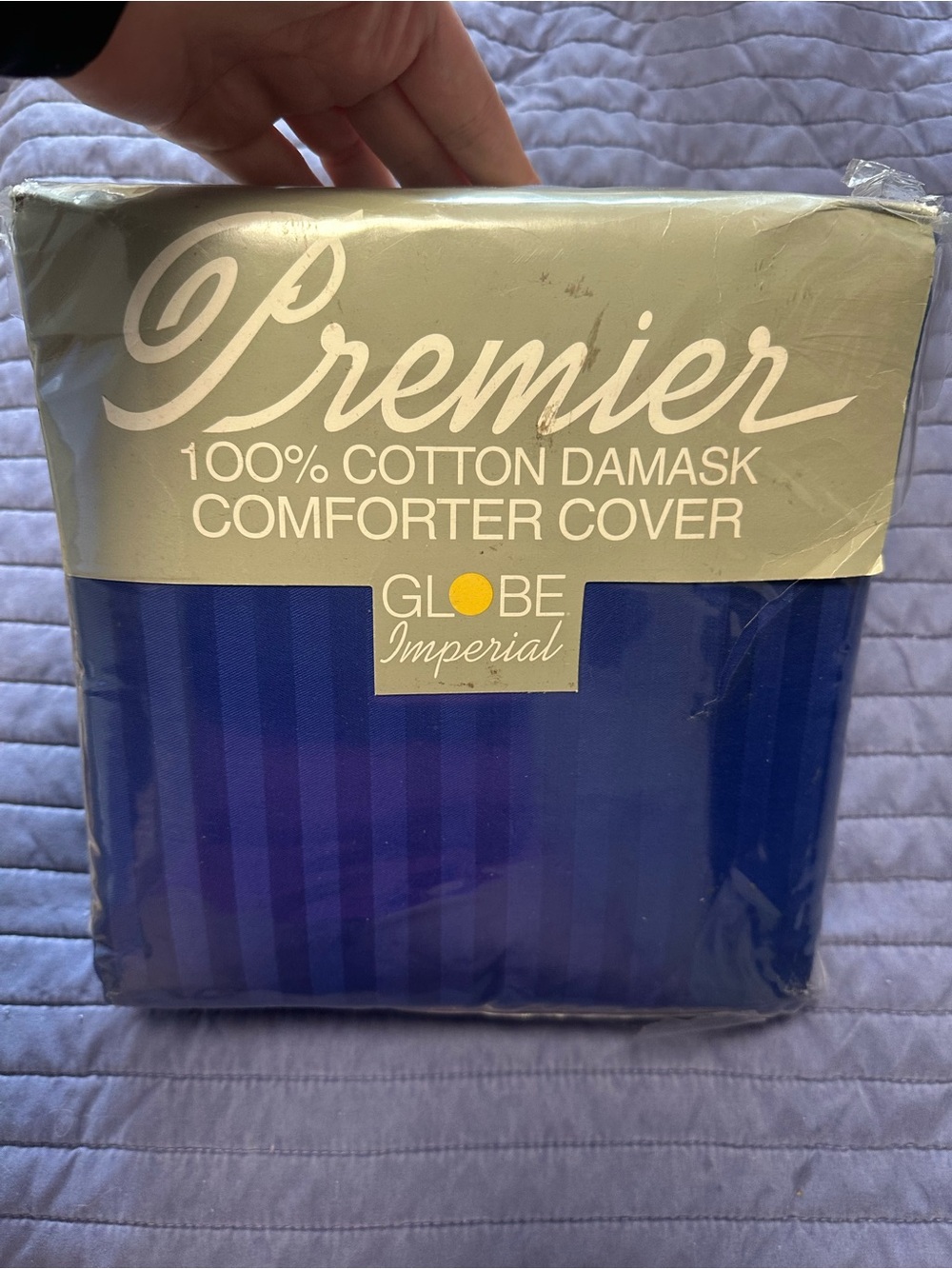 Premier 100% Cotton Damask Comforter Cover - Blue